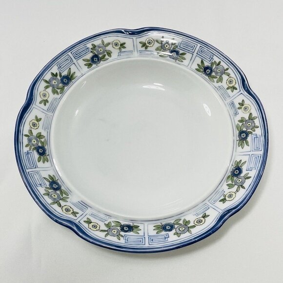 Vintage JC Louise Plate 9.25" Deep Bottom Soup Serving Scallop Blue Flower 1905 - Picture 1 of 10